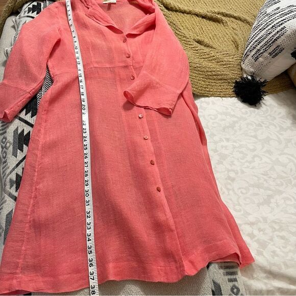 Eileen Fisher Coral Button Front Linen
Shirt/Dress Sz-M - Picture 9 of 9